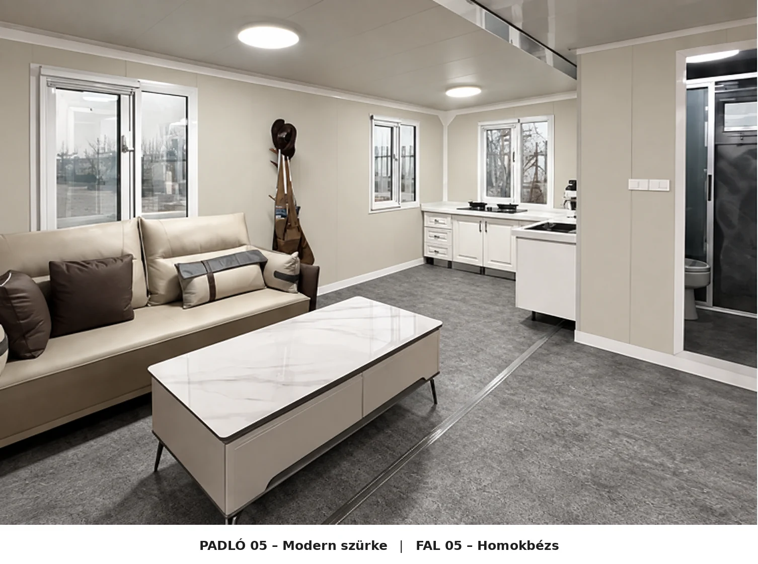 VARIA - beltér padló 05 modern szürke_fal 05 homokbézs